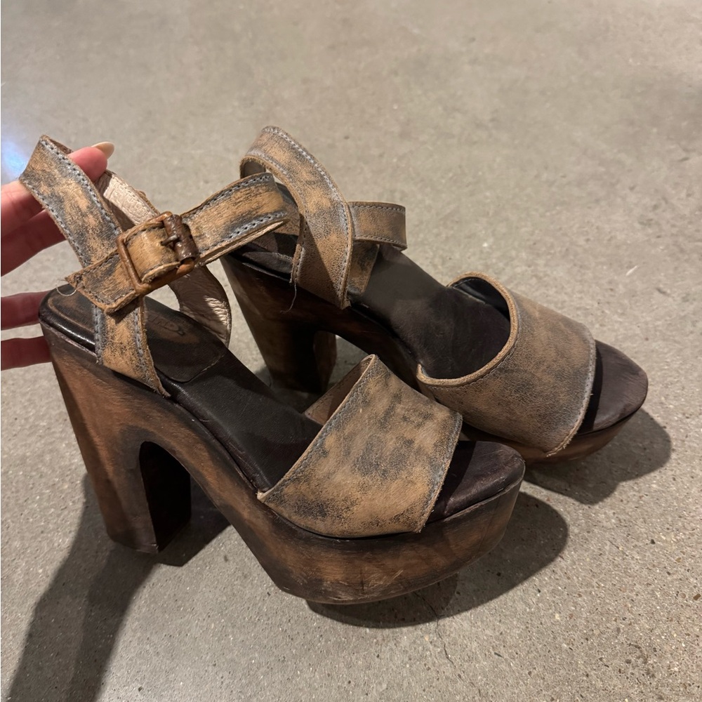 Freebird by Steve | Chunky Platform Sandals | Leather Upper Wood Bottom